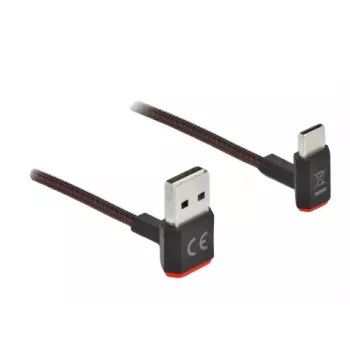 USB-kaapeli DeLOCK EASY-USB 2.0 Type-A-urosliitin Type-C-urosliittimeen kulmaliitin 0,2 m musta