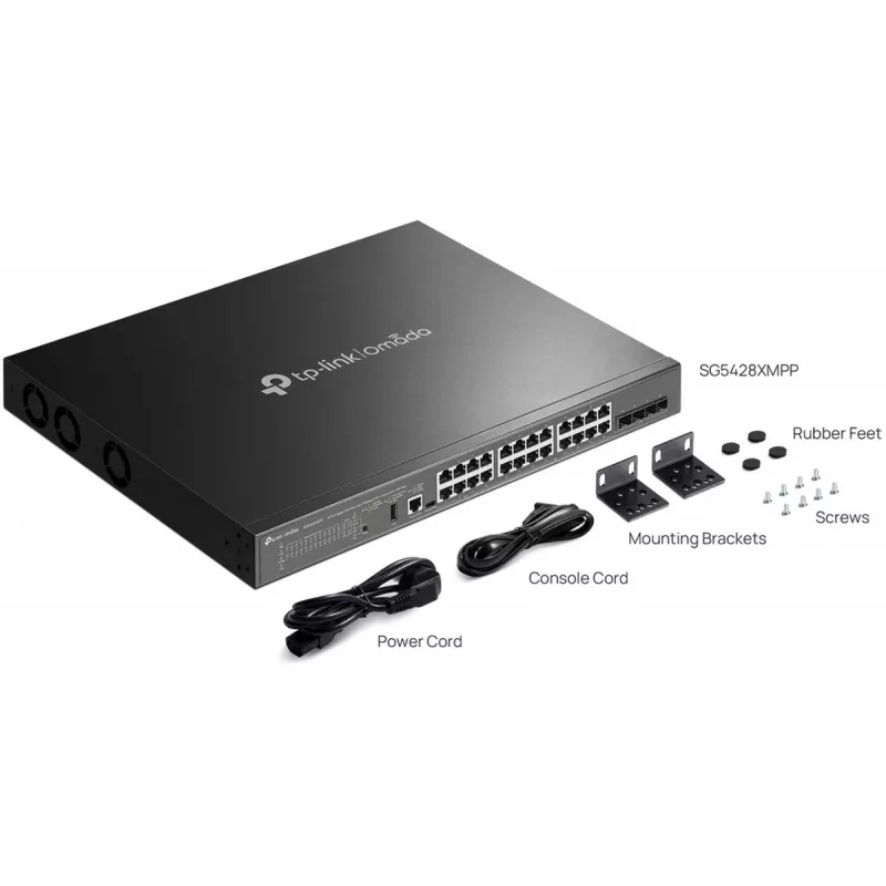 TP-Link SG5428XMPP -verkkokytkin hallittava L3 Gigabit Ethernet (10/100/1000) Power over Ethernet (PoE) musta