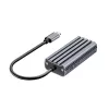 USB-C–RJ45-sovitin Unitek U1343AGY01 — 5 Gbit/s Ethernet, USB-C (uros) – RJ45 (naaras), harmaa, 0,15 m kaapeli