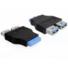 Delock sovitin USB 3.0 pin header -liitäntä > 2 x USB 3.0 -liitäntä - vierekkäin (65324)
