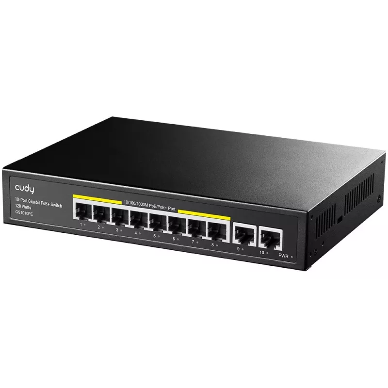 Cudy GS1010PE verkkokytkin Gigabit Ethernet 10 porttia PoE musta