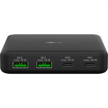GOOBAY moniporttinen USB-C PD GaN pöytälaturi 65 W, musta