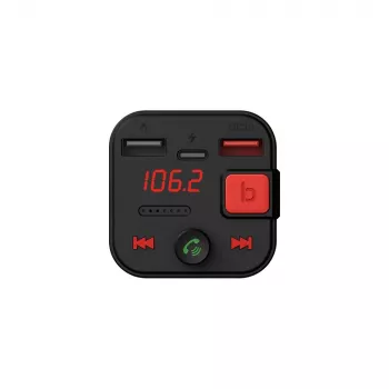 SAVIO FM-lähetin, Bluetooth 5.3, QC 3.0-laturi, LED-näyttö, Bass Boost, TR-15, musta