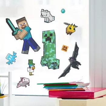 Ikkunatarra Paladone Minecraft PP13105MCF – uudelleenkäytettävät koristetarrat ikkunoihin ja sileille pinnoille