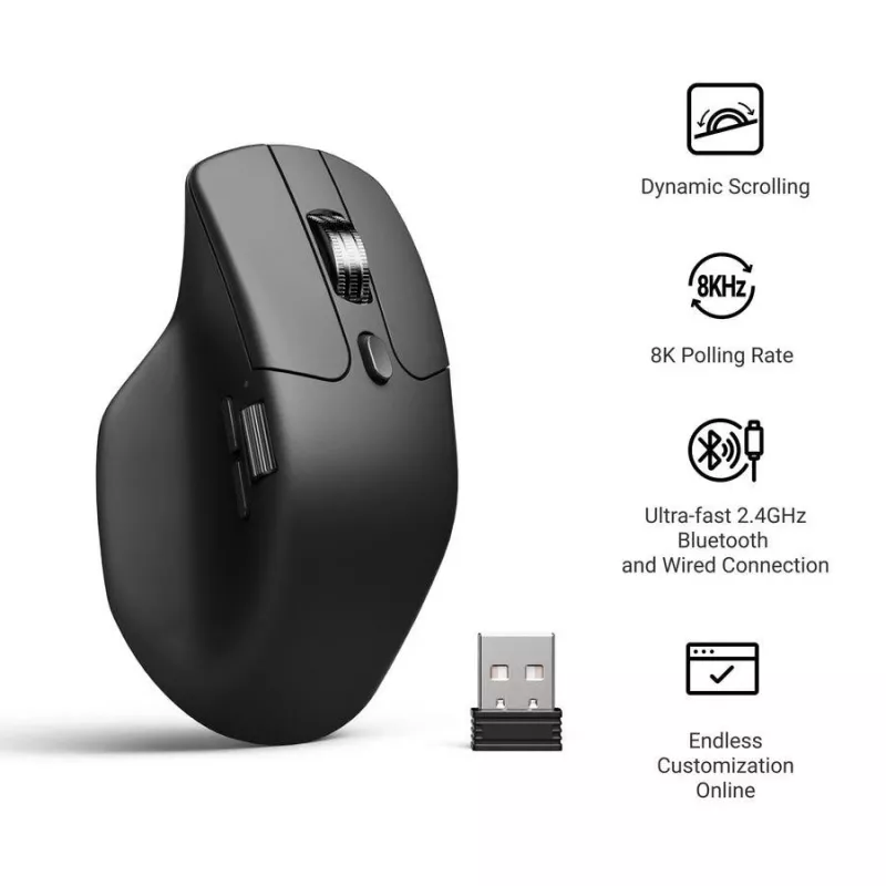 Hiiri Keychron M6 oikeakätinen yleismalli — optinen, RF-langaton + Bluetooth + USB-C, 30000 DPI, musta