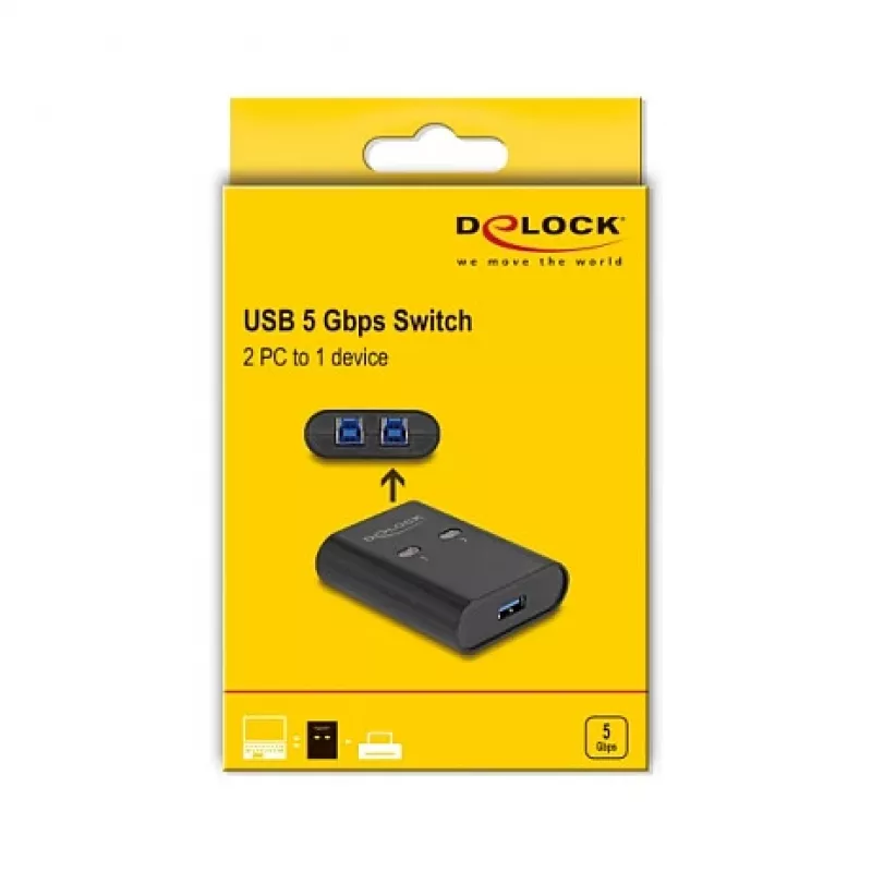 DeLOCK USB-kytkin 2 PC 1 laitteeseen 5 Gbps musta