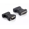 Delock - VGA-sovitin - DVI-I (W) - HD-15 (VGA) (M) - peukaloruuvit (65017)