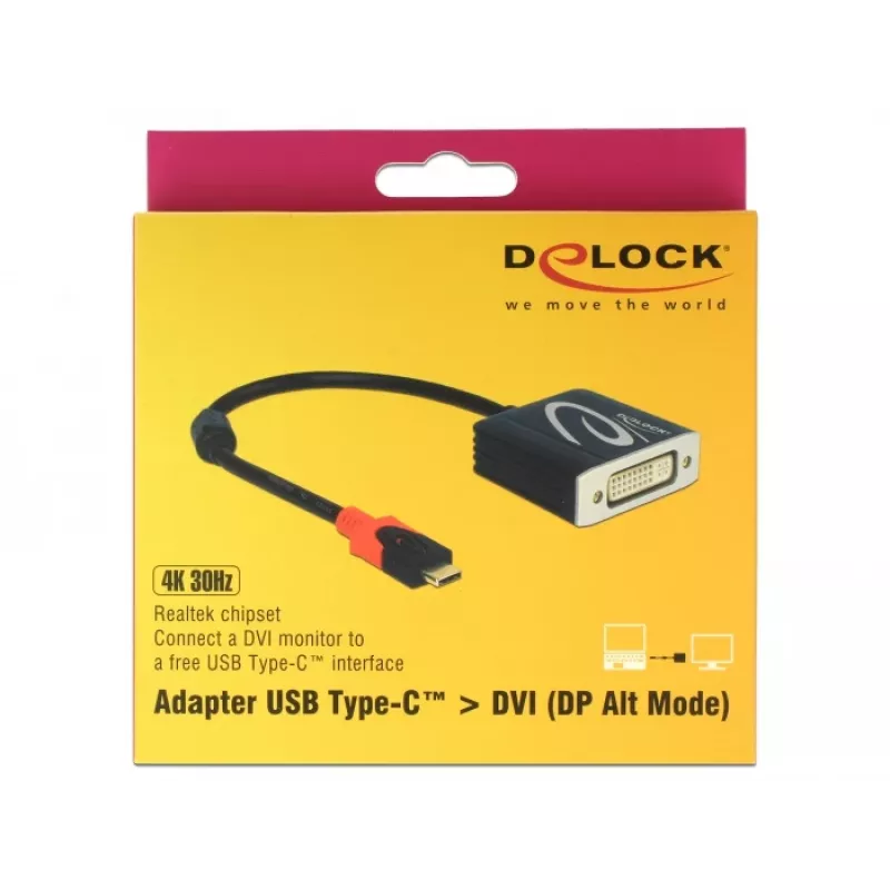DeLOCK 61213 videokaapeliadapteri USB Type-C - DVI 0,2 m musta