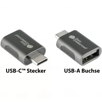 Good Connections sovitin USB 3.2 Gen.1 3.0 pistoke C USB-A-liitäntään galvanoidulla metallikotelolla (USB-AD302)