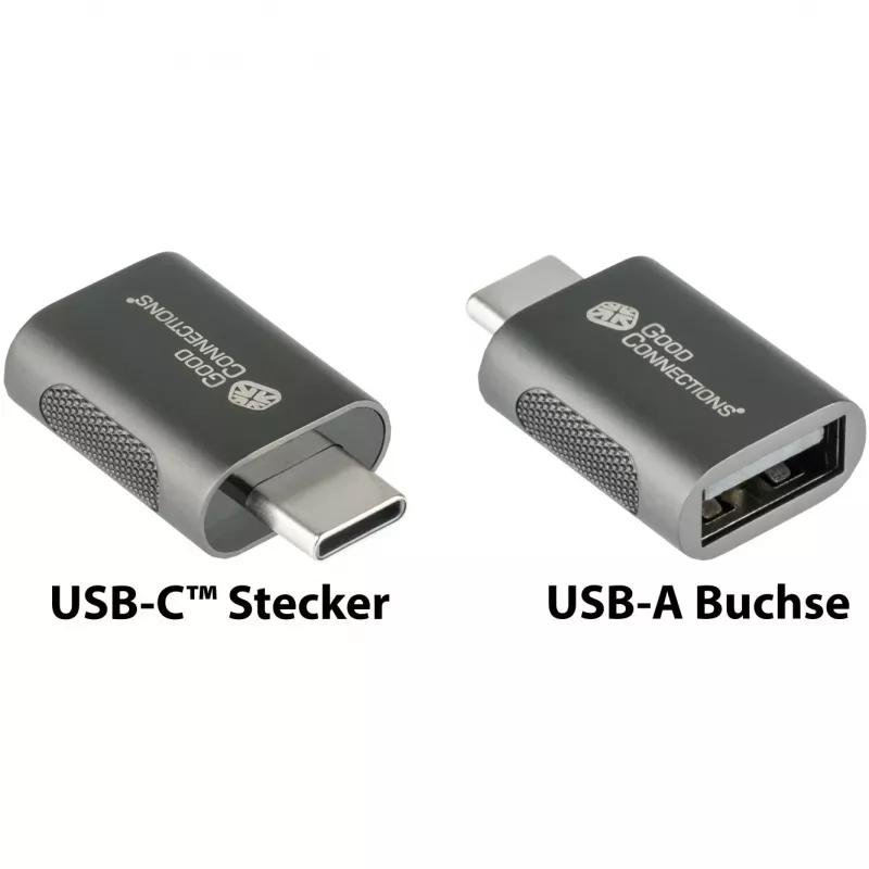 Good Connections sovitin USB 3.2 Gen.1 3.0 pistoke C USB-A-liitäntään galvanoidulla metallikotelolla (USB-AD302)
