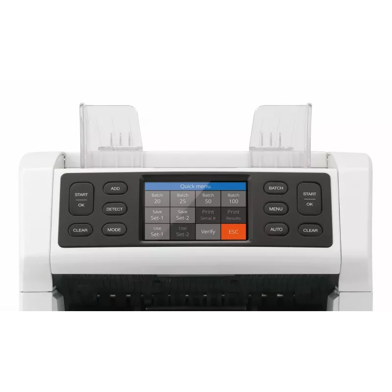 Safescan 2850 setelilaskin väärennöstunnistuksella (UV, magneettinen, koko), 1500 seteliä/min, kosketusnäyttö, valkoinen