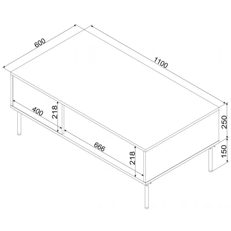 Cama TRESSE penkki / pöytä 110x60x40 matta vihreä