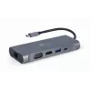 Gembird A-CM-COMBO7-01 kannettavan telakka/porttitoistin USB 3.2 Gen 1 (3.1 Gen 1) Type-A harmaa