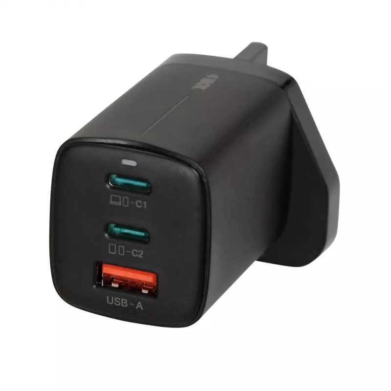 iBOX C-65 musta, yleislaturi GaN 65 W UK-pistokkeella
