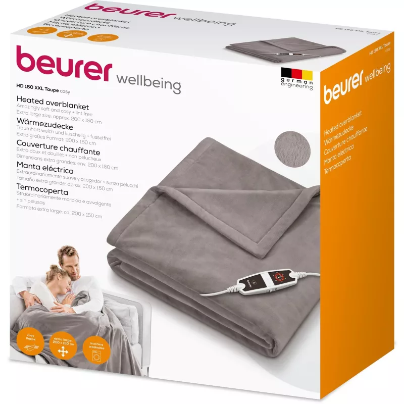Beurer HD 150 XXL Cosy Taupe lämpöhuopa, 200 x 150 cm