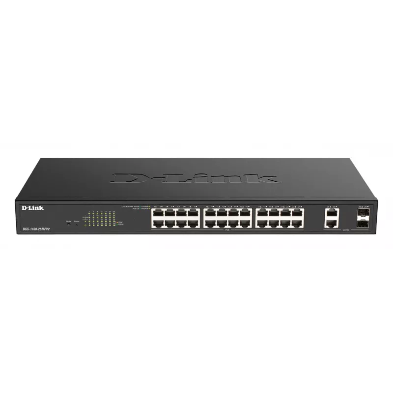 D-Link DGS-1100-26MPV2/E verkkokytkin Managed L2 Gigabit Ethernet (10/100/1000) Power over Ethernet (PoE) musta