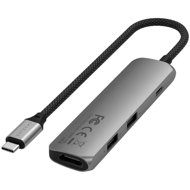 Satechi ST-P4SM USB-keskitin USB Type-C 10000 Mbit/s harmaa
