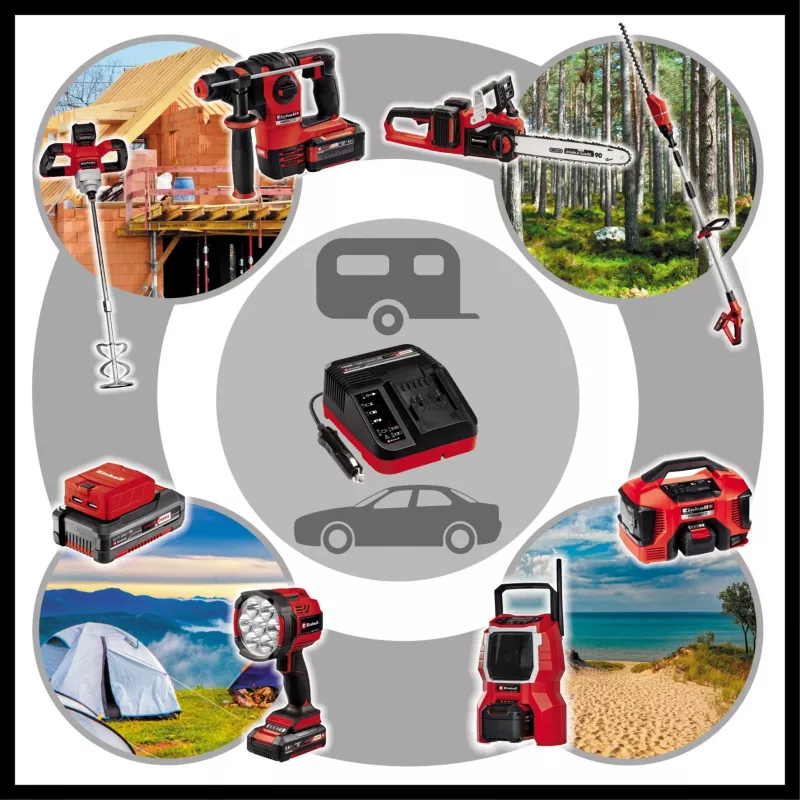Einhell Power X-Car Charger 3A akkulaturi savukkeensytytin punainen