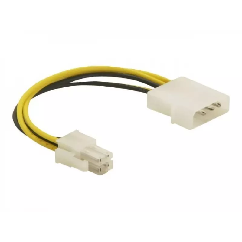 Delock 82391 virtasovitinkaapeli, 4-nastainen ATX12V (P4) uros – Molex 4-nastainen uros, 0,15 m
