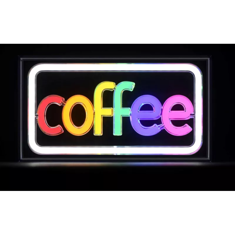Neon LED-valokyltti ActiveJet AJE-NEON COFFEE, monivärinen, USB 5V, pinta-asennus, AS-muovikehys