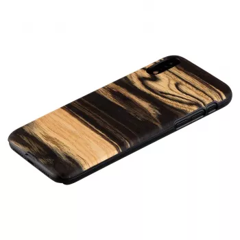 man and wood -puhelinkotelo iPhone XR:lle — valkoinen eebenpuu musta puinen takasivu, suojaava kotelo