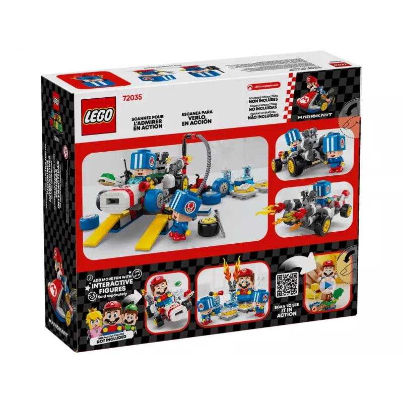 LEGO-sarja 72035 Super Mario Mario Kart Toadin korjaamo -rakennuslelu, interaktiiviset tasot ja hahmot