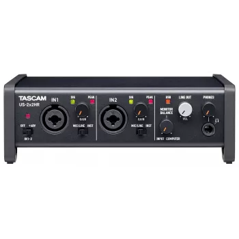 Audioliitäntä Tascam US-2X2HR, 2 x XLR/combo-tulot, 192 kHz, USB 2.0, MIDI In/Out, pöytämalli, musta