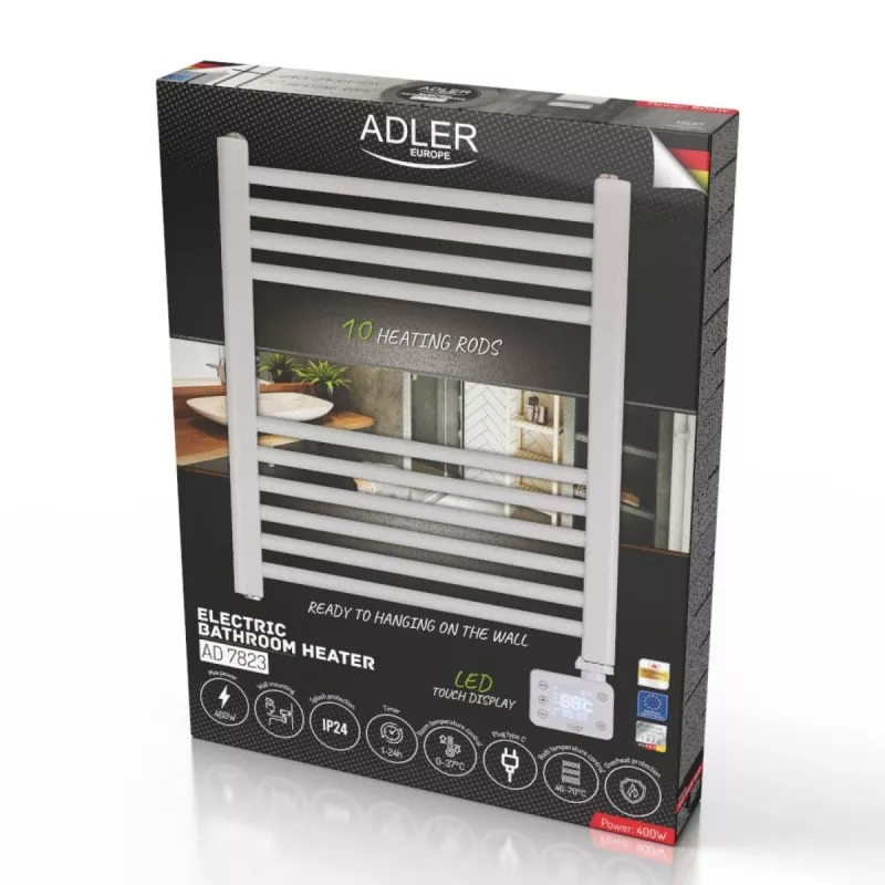 LED sähköinen kylpyhuonepatteri | AD 7823 | patteri | 400 W | valkoinen | IP24