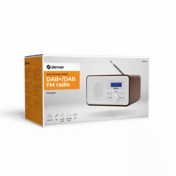 Radio DENVER DAB-30DW DAB/FM-pöytäradio tummalla puuviimeistelyllä