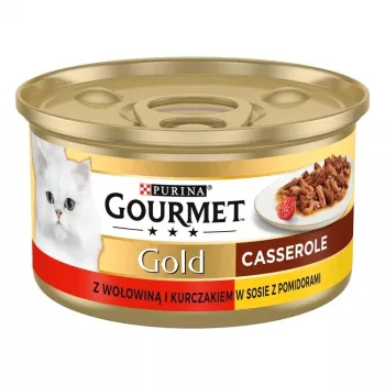 Märkäruoka kissoille Gourmet (Purina) Gold 85 g – aikuisille, nauta & kana