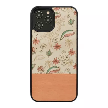 man and wood -suojakotelo iPhone 12 Pro Max – pinkki kukka mustalla
