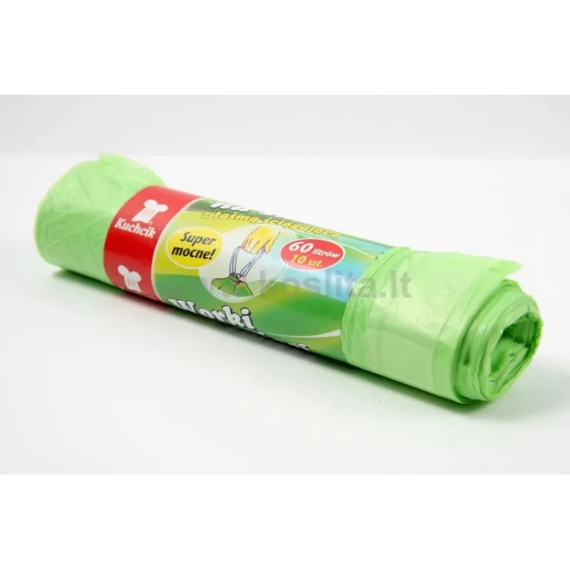 Jätesäkit määrittelemätön kiristysnauha 60 L HDPE vihreä