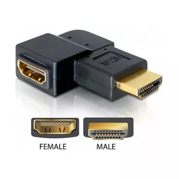 Adapteri HDMI-uros - HDMI-naaras 90° oikea DeLOCK 65076