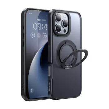 McDodo PC-4932 suojakotelo iPhone 16 Pro sisäänrakennetulla jalustalla, musta