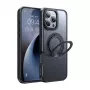 McDodo PC-4932 suojakotelo iPhone 16 Pro sisäänrakennetulla jalustalla, musta