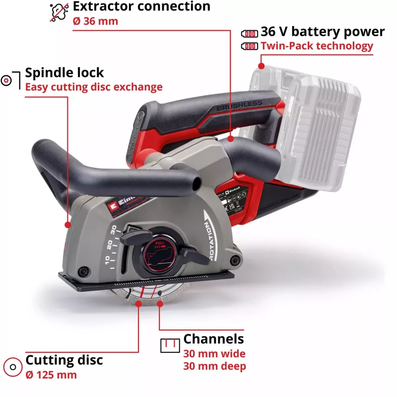 EINHELL TP-MA 36/30 Li BL-Solo seinanurajyrsin 36 V, langaton, harjaton moottori, malli 4350800