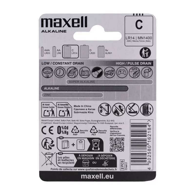 Maxell LR14 (C) alkaliparisto, 2 kpl