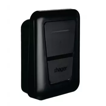 Seinäkiinnitteinen EV-latausasema Hager witty one 11 kW 3-vaiheinen Type-2-pistokkeella, RFID, Bluetooth, 4,5 m kaapeli, IP55, IK10