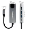 USB-C-keskitin QOLTEC 53795 5-in-1 100W PD:llä, 2×USB-A, HDMI 4K, RJ45