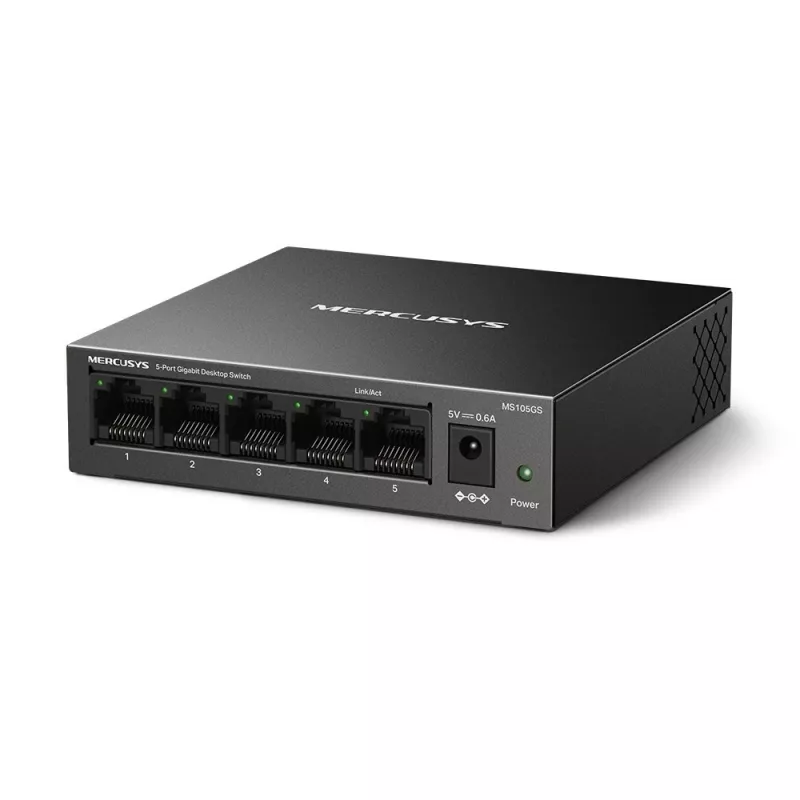 Mercusys MS105GS - pöytäkytkin, 5 Gigabit-porttia, musta