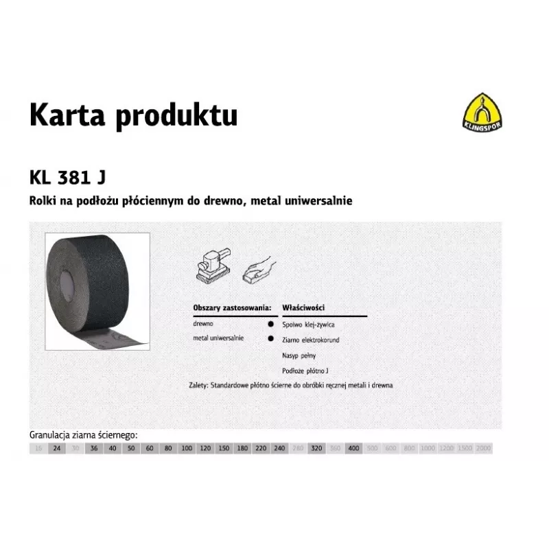 Hiomakangas 150 mm, karkeus 100, KLINGSPOR KL 381 (MPN 266299)