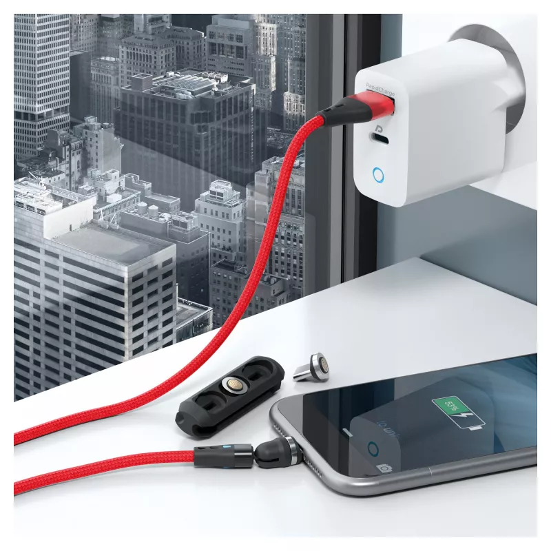 USB-kaapeli RealPower MagneticCharge3 1 m USB A punainen