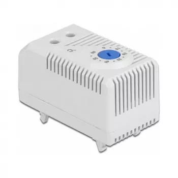 Termostaatti DELOCK 66823, muovikotelo IP20, 30 W, 250 V, 10 A, 43×60×33 mm, sininen/harmaa
