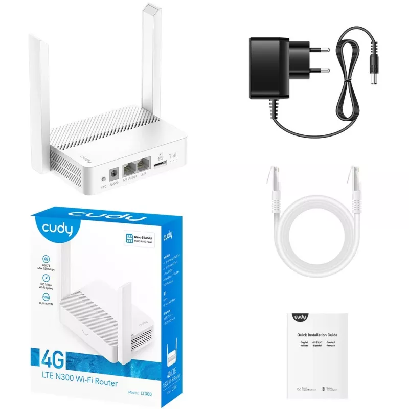 Cudy LT300 langaton reititin Fast Ethernet yksikaista (2,4 GHz) 4G valkoinen