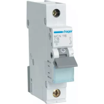 Hager MCN116 - 16 A - C-tyyppi - 1 moduuli - -25 - 60 °C - -25 - 80 °C - 17,5 mm