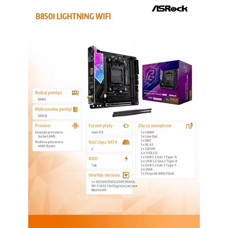 ASRock B850I Lightning WiFi AM5 Mini-ITX -emolevy