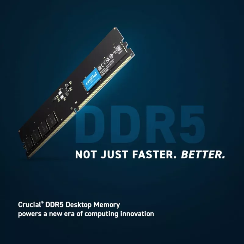 Crucial CT16G56C46U5 U-DIMM, 16GB, DDR5, 5600 Mhz, CL46, musta