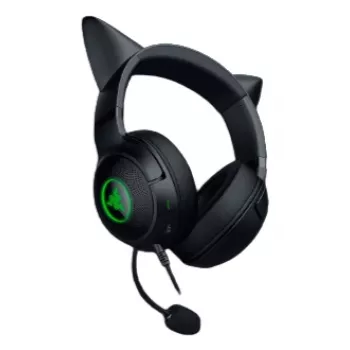 Kraken Kitty V2 - musta, pelikuulokkeet, kissankorvat, stream-reaktiivinen valaistus, HyperClear-kardioidimikrofoni, 40 mm TriForce-ajurit, integroitu mikrofoni korvakuppeihin, Razer Chroma RGB (korva ja korvakupit), Surround Sound: Saatavilla vain