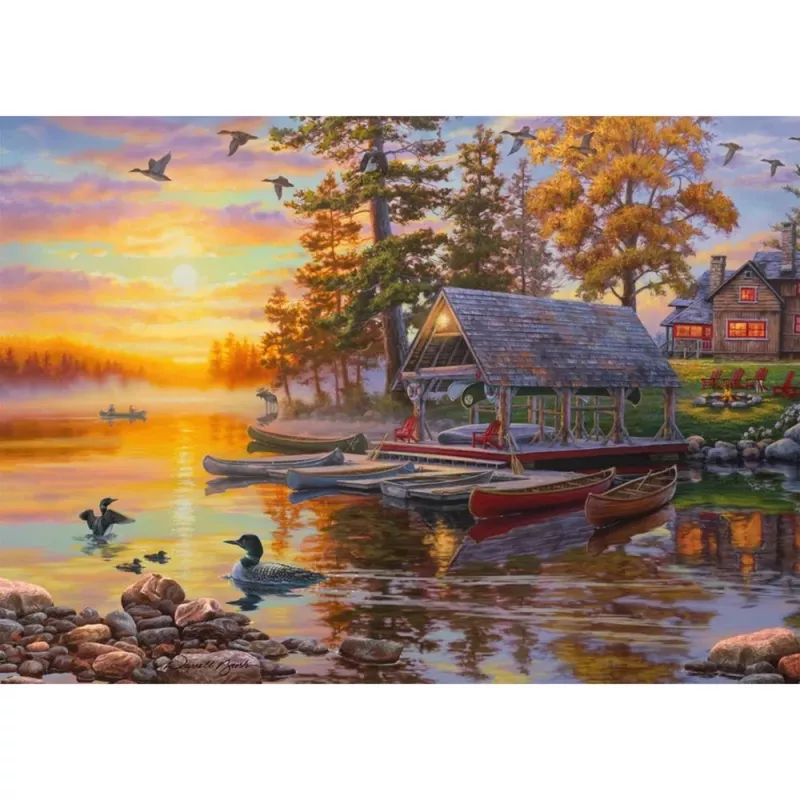 1000 palan palapeli Schmidt Spiele Darrell Bush Boathouse with Canoes, 1000 palaa
