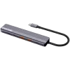 USB Type-C -keskitin CANYON DS-17 — HDMI, USB 3.2 Gen 1 A, USB-C, MicroSD, 10000 Mbit/s, harmaa